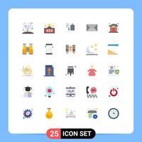 Modern Set of 25 Flat Colors and symbols such as binoculars security chef protection message Editable Vector Design Elements