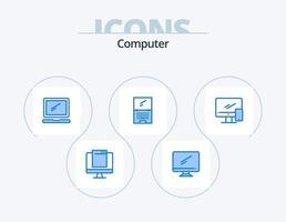 paquete de iconos azul de computadora 5 diseño de iconos. dispositivo. computadora. imac. ordenador portátil. dispositivo vector