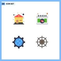 4 Creative Icons Modern Signs and Symbols of building world calendar browser gear Editable Vector Design Elements