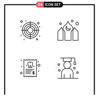 Set of 4 Vector Filledline Flat Colors on Grid for seo report architecture ramadan avatar Editable Vector Design Elements