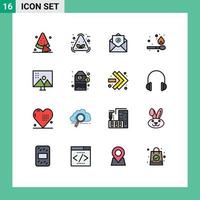 Set of 16 Modern UI Icons Symbols Signs for photo retouching modify photographs mail image editing match Editable Creative Vector Design Elements