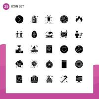 Modern Set of 25 Solid Glyphs and symbols such as fire measuring grid energy construction and tools Editable Vector Design Elements