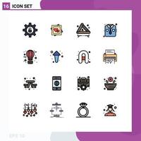 Flat Color Filled Line Pack of 16 Universal Symbols of balloon work wear accident shirt clothes Editable Creative Vector Design Elements
