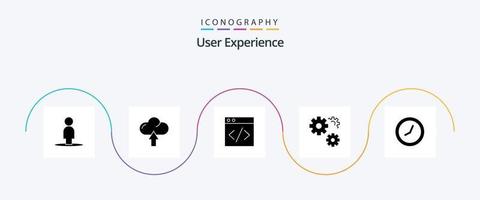 User Experience Glyph 5 Icon Pack Including service. gears . upload. configuration . development vector