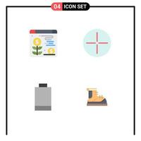 4 Thematic Vector Flat Icons and Editable Symbols of web boots ancient battery hiking Editable Vector Design Elements