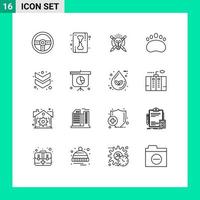 paquete de iconos de vector de stock de 16 signos y símbolos de línea para la huella de éxito de flecha hacia abajo oso elementos de diseño de vector editables