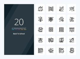 20 Back To School Outline icon for presentation vector