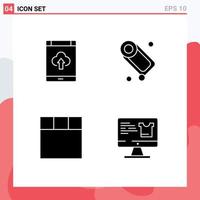 Modern Set of 4 Solid Glyphs and symbols such as app grid storage bath computer Editable Vector Design Elements