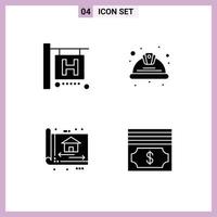 Mobile Interface Solid Glyph Set of Pictograms of hotel sign architect day labour construction Editable Vector Design Elements