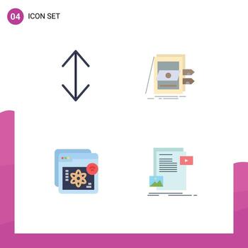 User Interface Pack of 4 Basic Flat Icons of arrow e pos system learning Editable Vector Design Elements