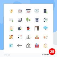 Modern Set of 25 Flat Colors Pictograph of privacy monitor monitoring website error Editable Vector Design Elements