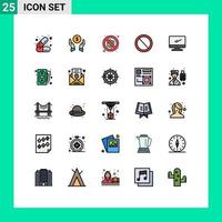 Set of 25 Modern UI Icons Symbols Signs for computer prohibited bacteria no danger Editable Vector Design Elements