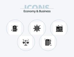 paquete de iconos de glifos de economía y negocios 5 diseño de iconos. SEO tablero. mundial. la red vector