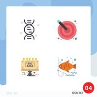 User Interface Pack of 4 Basic Flat Icons of dna info board arrow creativity sale board Editable Vector Design Elements