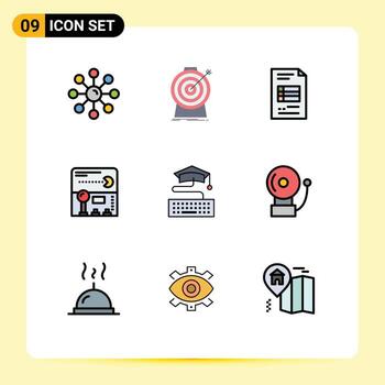 9 Universal Filledline Flat Color Signs Symbols of game pacman target joystick business reporting Editable Vector Design Elements