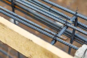 New Steel Rebar Framing Abstract At Construction Site photo