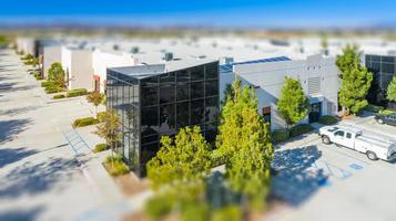 Aerial View of Commercial Buildings With Tilt-Shift Blur photo