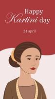 selamat hari kartini. traducción feliz día de kartini. vector