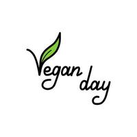 Vegan handdrawn text green vector lettering illustration.