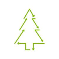 Green Christmas tree icon. Eco-Friendly Christmas card celebration. vector