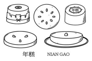 nian gao, ilustración de vector de pastel de año nuevo chino. postre de año nuevo chino niangao