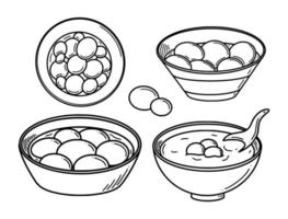 Sopa de bolas de masa hervida dulce tang yuan ilustración vectorial. postre de año nuevo chino tangyua vector