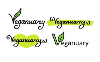 Vegan handdrawn text green vector lettering illustration.