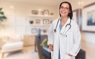 Young Female Doctor or Nurse Standing in Her Office photo