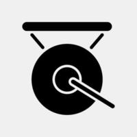 icono de gong. elementos de celebración del año nuevo chino. iconos en estilo glifo. bueno para impresiones, carteles, logotipos, decoración de fiestas, tarjetas de felicitación, etc. vector