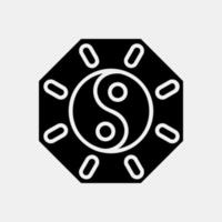 icono símbolo de yin yang. elementos de celebración del año nuevo chino. iconos en estilo glifo. bueno para impresiones, carteles, logotipos, decoración de fiestas, tarjetas de felicitación, etc. vector