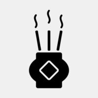 incensario de iconos. elementos de celebración del año nuevo chino. iconos en estilo glifo. bueno para impresiones, carteles, logotipos, decoración de fiestas, tarjetas de felicitación, etc. vector