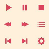 Media player button icon set in flat design vector