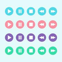 Media player button icon set in flat design vector