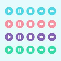 Media player button icon set in flat design vector