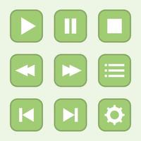 Media player button icon set in flat design vector