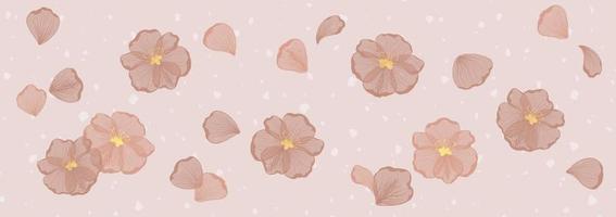 Delicate pattern with texture in pink tones with sakura. Botanical Japanese story with flowers. vector
