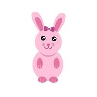 Baby rabbit. Cute pink bunny vector on a white background. Beautiful puppy.