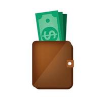 Illustration of money in the wallet on white background vector