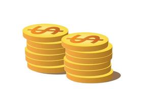 Two stacks of golden coins with dollar sign vector