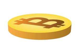 Golden perspective coin with bitcoin symbol vector