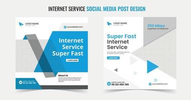 Internet service social media post design. Internet service provider social media post template vector