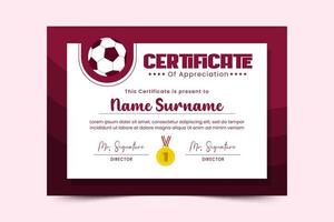 Football tournament, sport event certificate design template easy to customize simple and elegant design vector