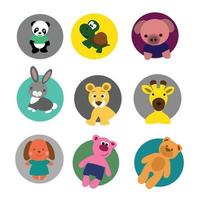 Colorful cute animals sticker illustration vector