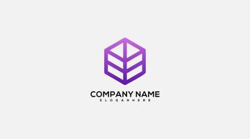 leaf hexagon gradient logo illustration vector