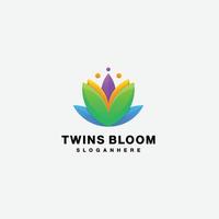 twins bloom vector logo design illustration symbol