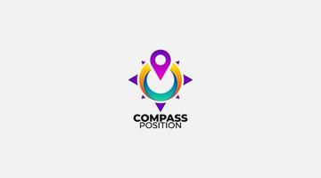 Compass position vector logo design template icon