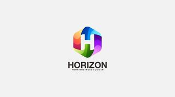 ilustración de diseño de logotipo de vector de horizonte degradado