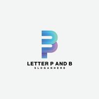 initial p and b logo icon design color vector