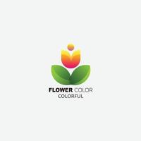 ilustración de color degradado de diseño de logotipo de flor vector
