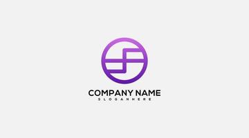 gradient company name round logo design color vector